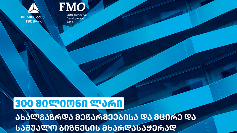 თიბისიმ და FMO-მ 300 მილიონი ლარის ოდენობის სასესხო ხელშეკრულება გააფორმეს