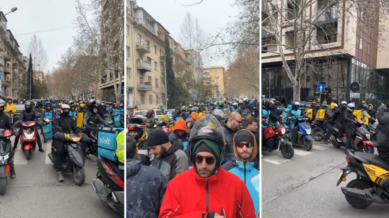 Курьеры «Wolt» провели в Тбилиси еще одну акцию протеста